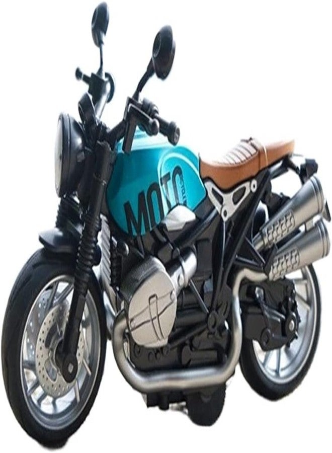 IndusBay® Metal Diecast 5 Inches, 1:12 Scale Sports Alloy Super Bike Die-Cast Body Model Pull Back Bike Motorcycle Toy with Movable Steering, Music & LED Light for Kids, Blue - Image 4
